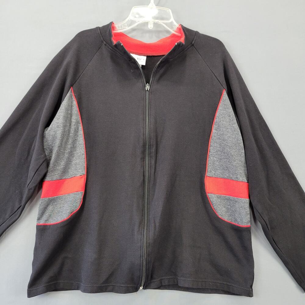 GW Sport Long Sleeve Zip Track Jacket Women's Plus Size 1X Black Classic Warm Up